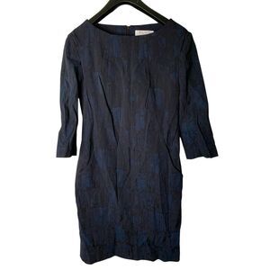 M.M. Lafleur Etsuko dress black navy crackle print women's size 10